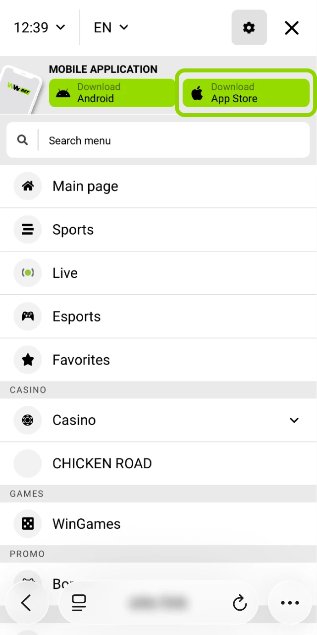 A download button linking to the official WinWin iOS app installation source.