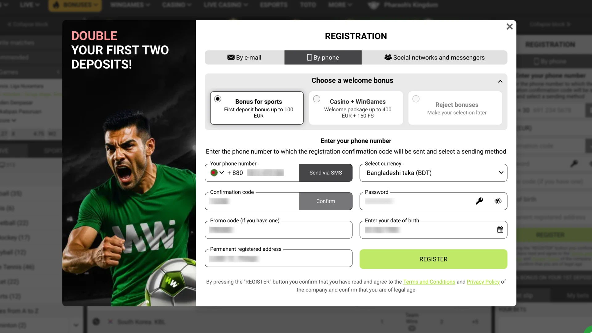 Filling out the basic personal details on the official WinWin registration form.