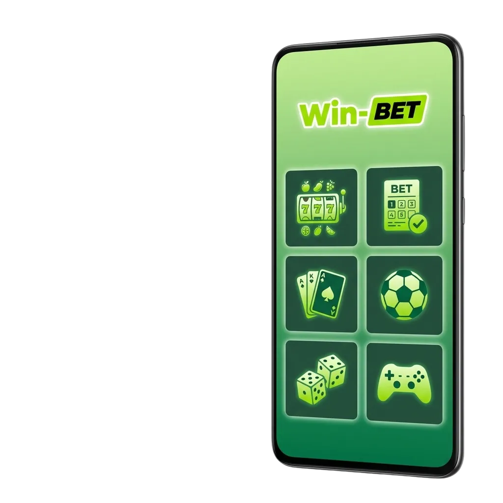 Person holding a smartphone showing the WinWin Android betting app interface for sports, live events, and casino in Bangladesh
